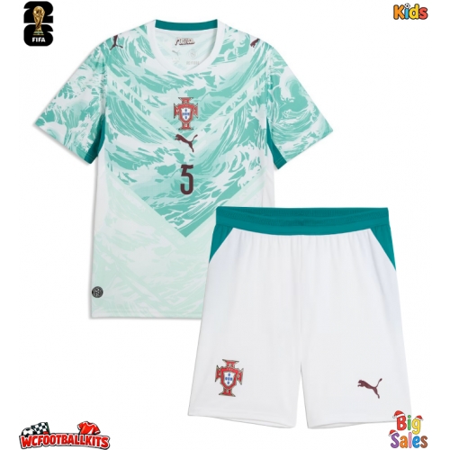 Portugal Diogo Dalot #5 Replica Away Stadium Kit for Kids World Cup 2026 Short Sleeve (+ pants)